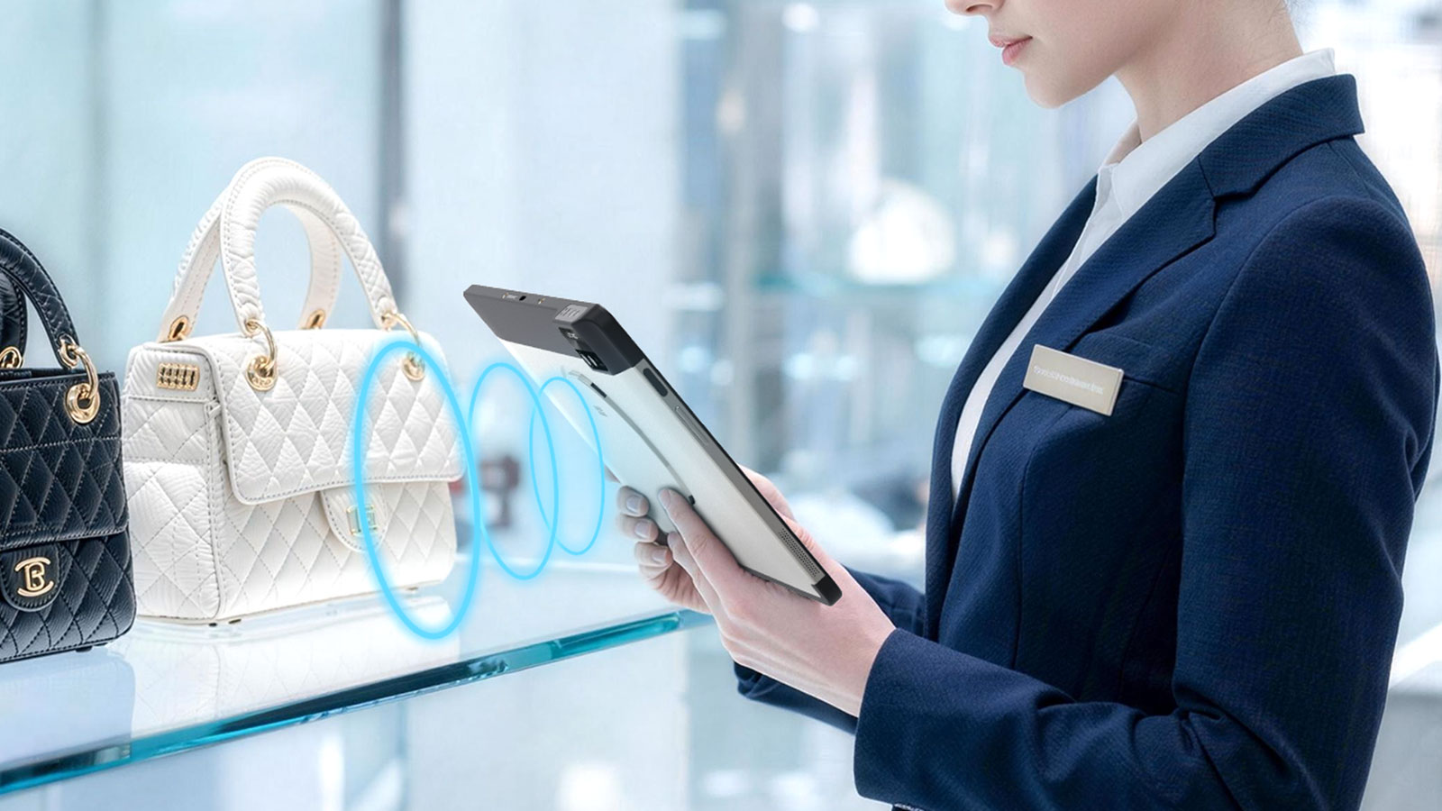 UPad features including SoftPOS payment, barcode scanning, RFID and fingerprint sign-in