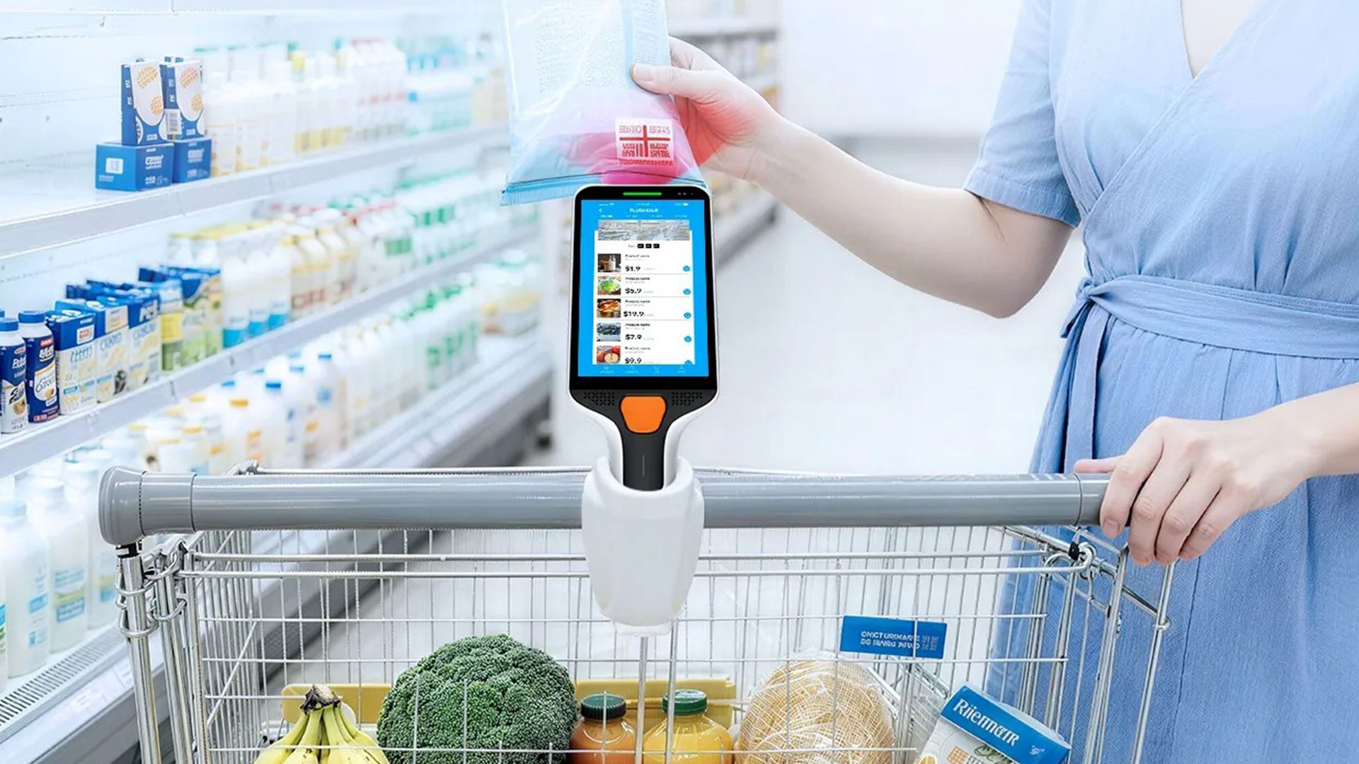 SP35 personal shopper device held in one hand